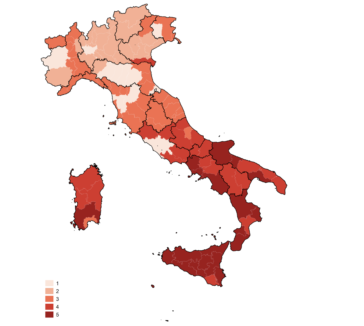 Entità e persistenza delle disparità socioeconomiche territoriali in Italia